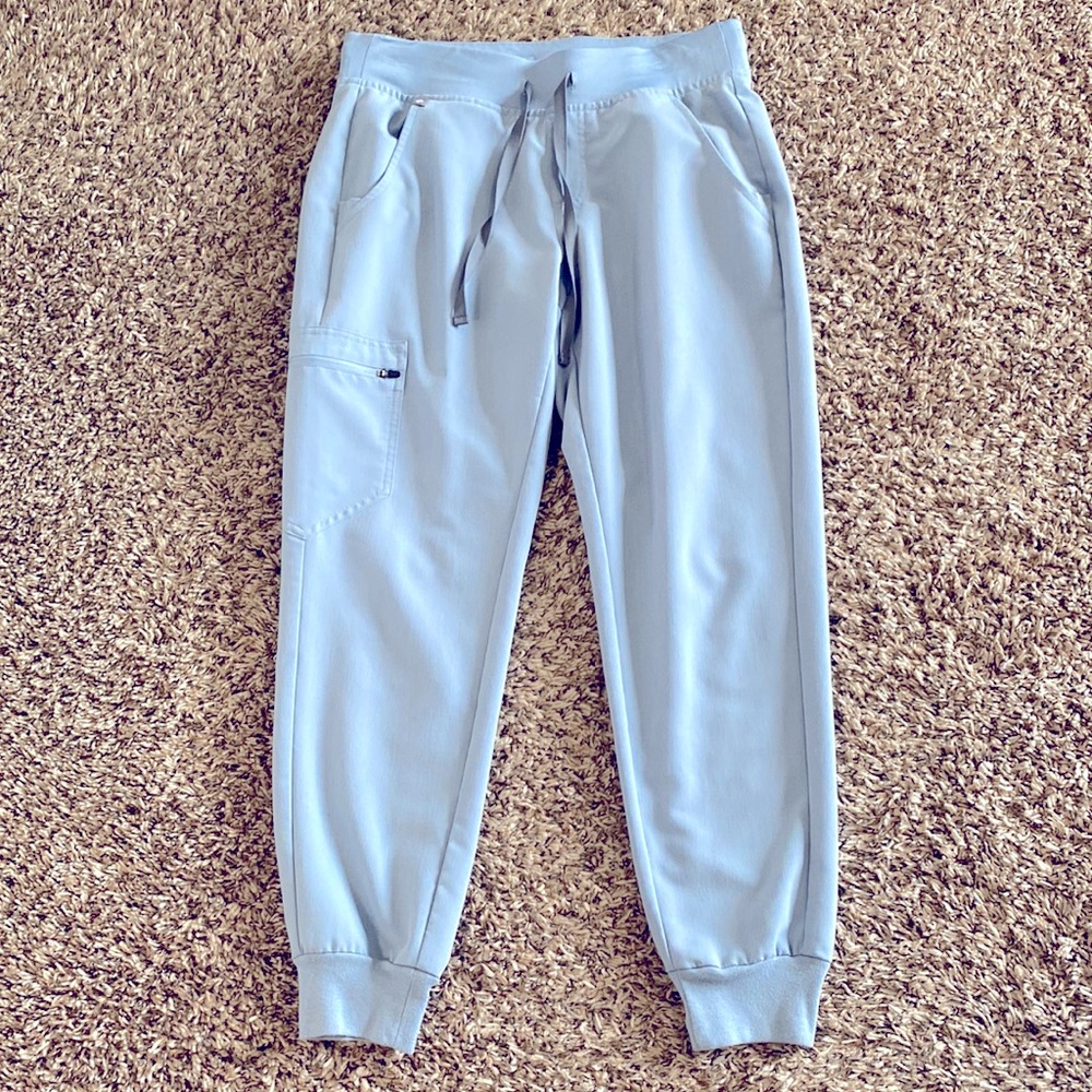 Figs Light Blue Petite Zamora™ Jogger Scrub Pants, Size Small